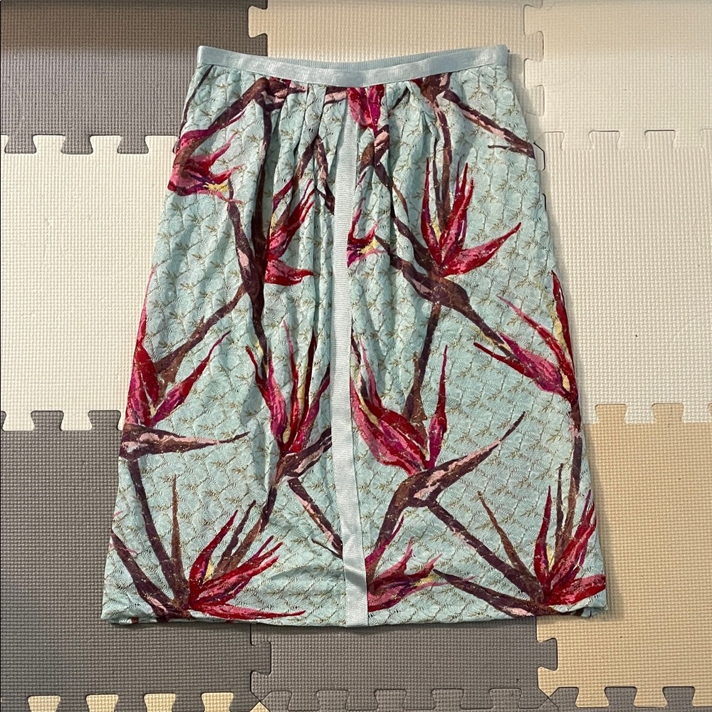 NWT Missoni Blue Skirt with Red Floral Design